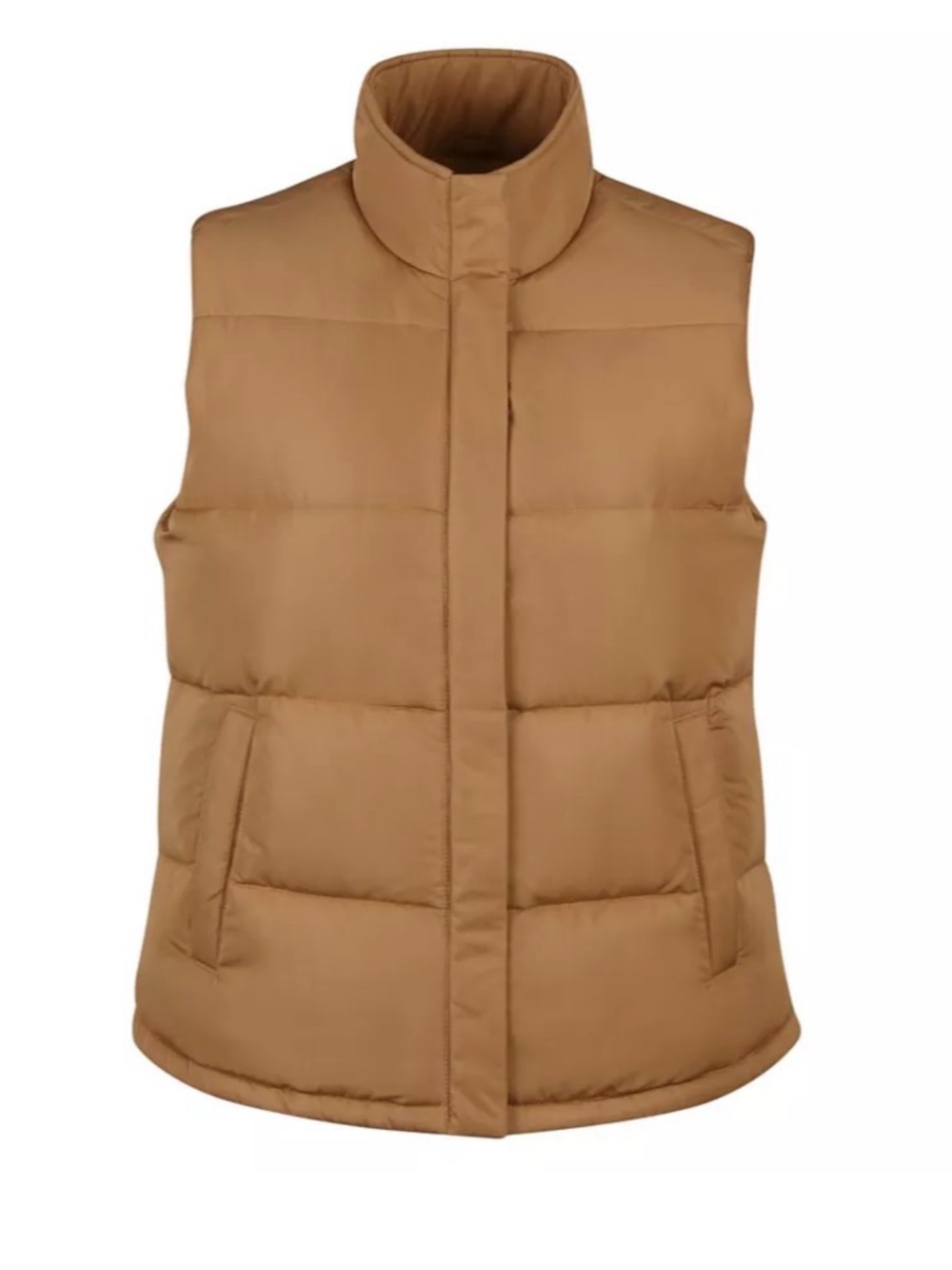 Women's Quilted Puffer Vest - Camel